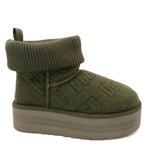 NEW UGG Classic Mini Platform Felted Boots Womens 8 Green Winter Cozy Boho